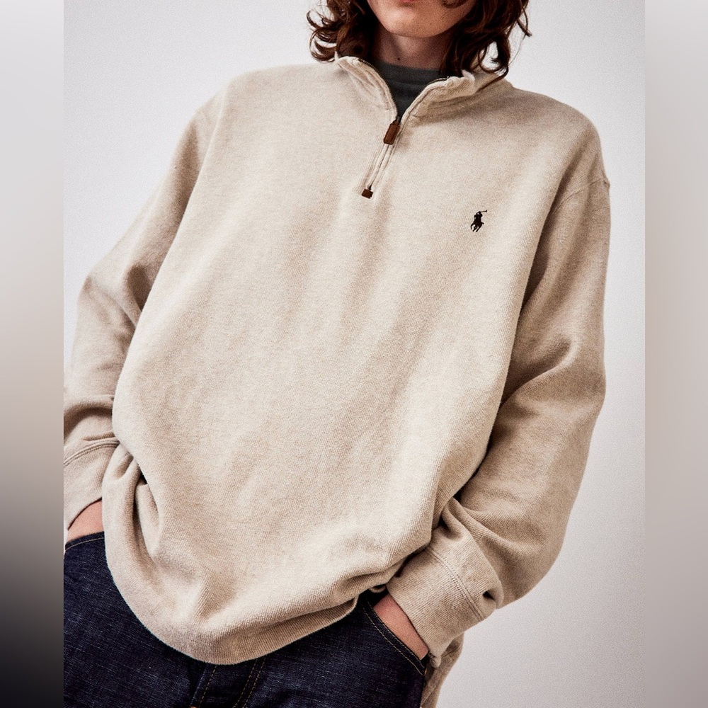 Polo Ralph Lauren Men's Cream Quarter Zip Sweater